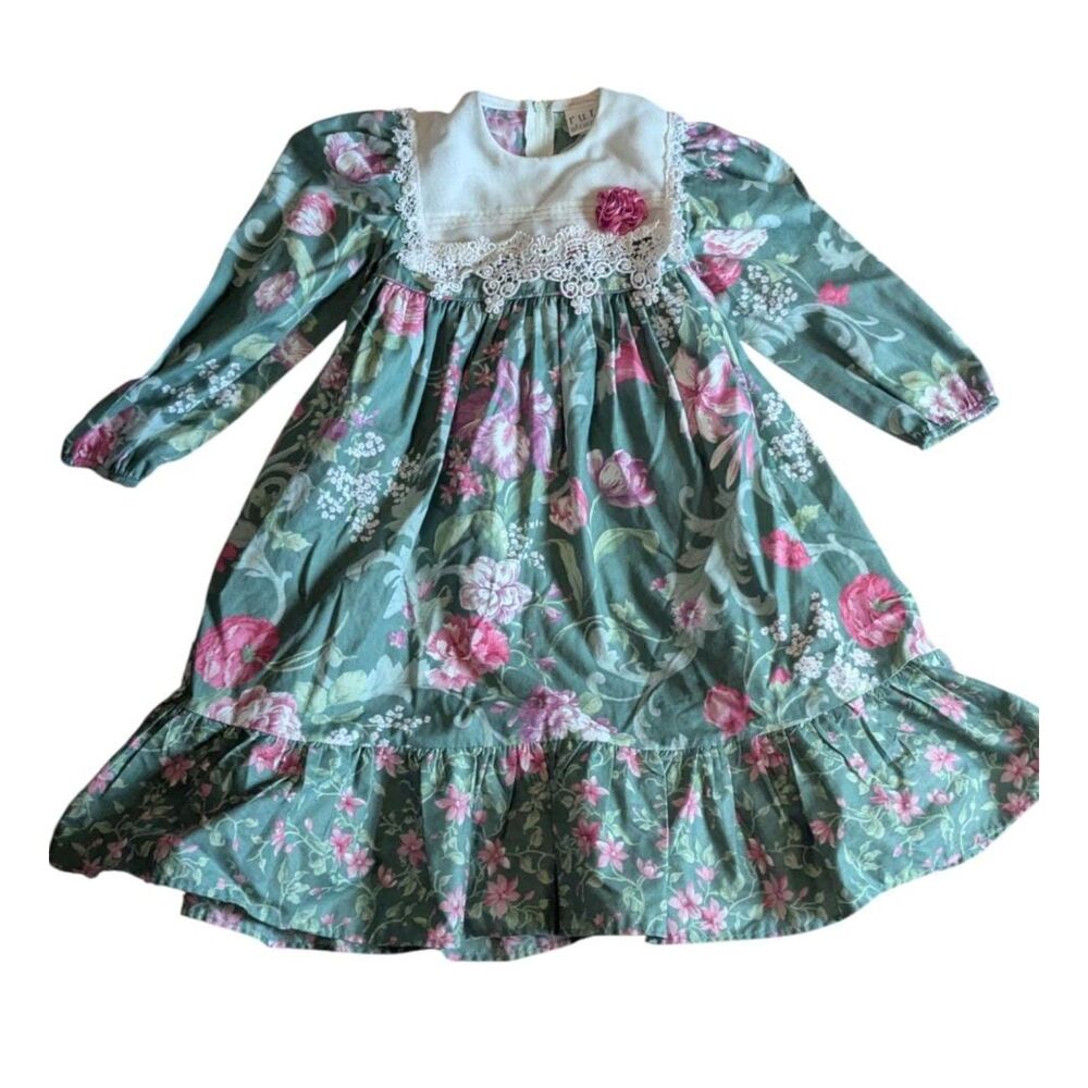 Vintage Ruth of Carolina 3T Floral Cottagecore Peter Pan Collar Dress